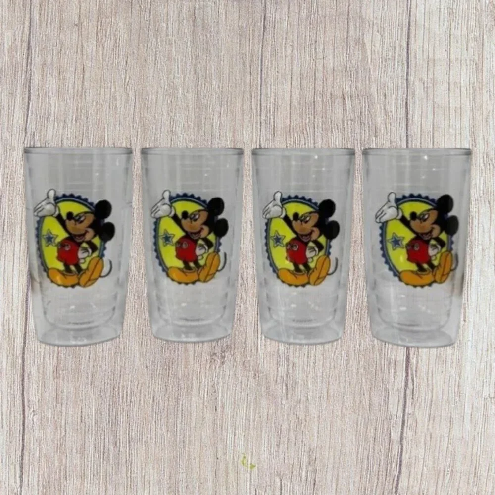 4-Vintage Disney Tervis Mickey Mouse 10oz Tumblers–Made in USA Dishwasher Safe